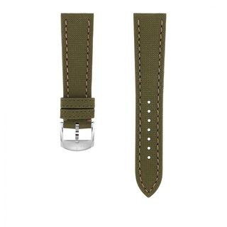 Bracelet en cuir de veau vert militaire - 21 mm