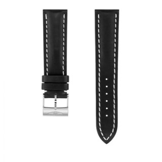 Black novo nappa calfskin leather strap - 22 mm