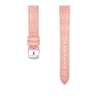 Pink alligator leather strap - 16 mm