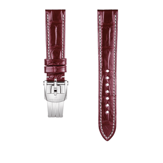 Burgundy alligator leather strap - 18 mm