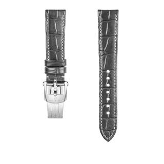 Grey alligator leather strap - 18 mm