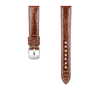Bracelet en cuir d’alligator marron - 16 mm