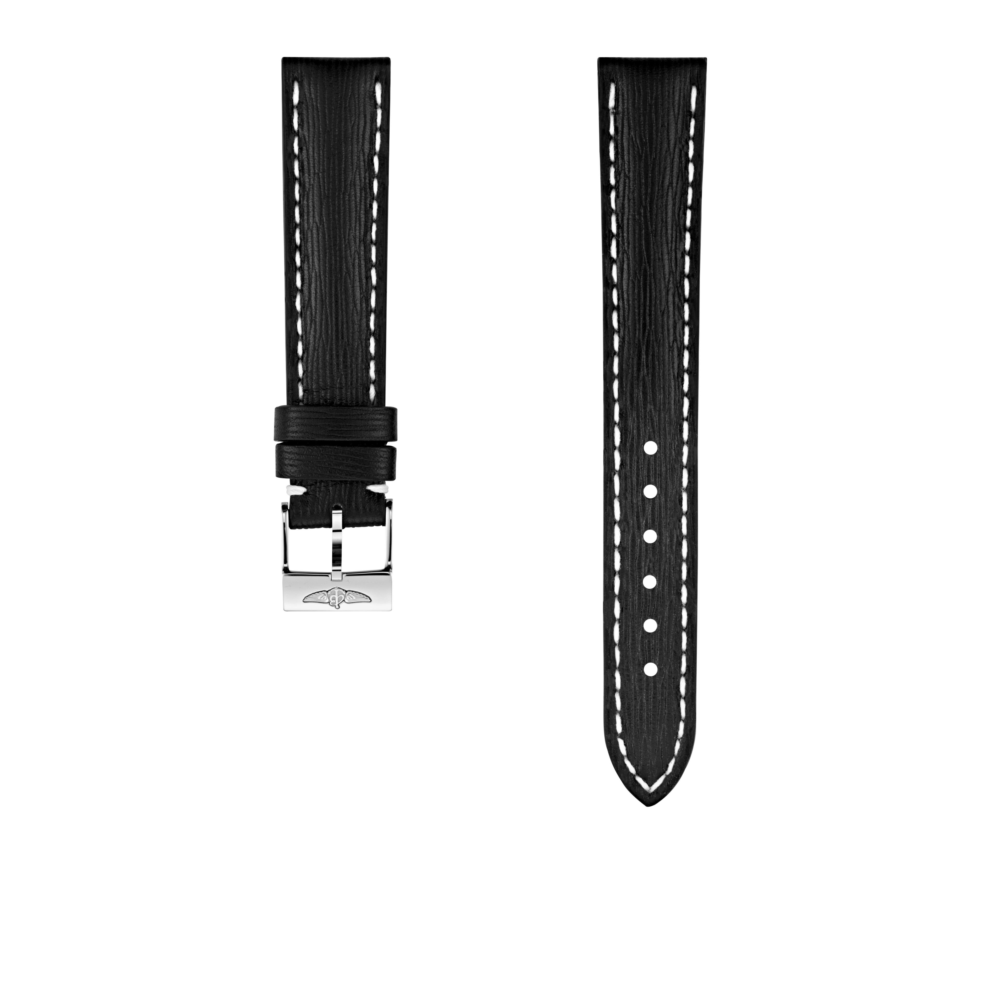 Black sahara calfskin leather strap - 16 mm