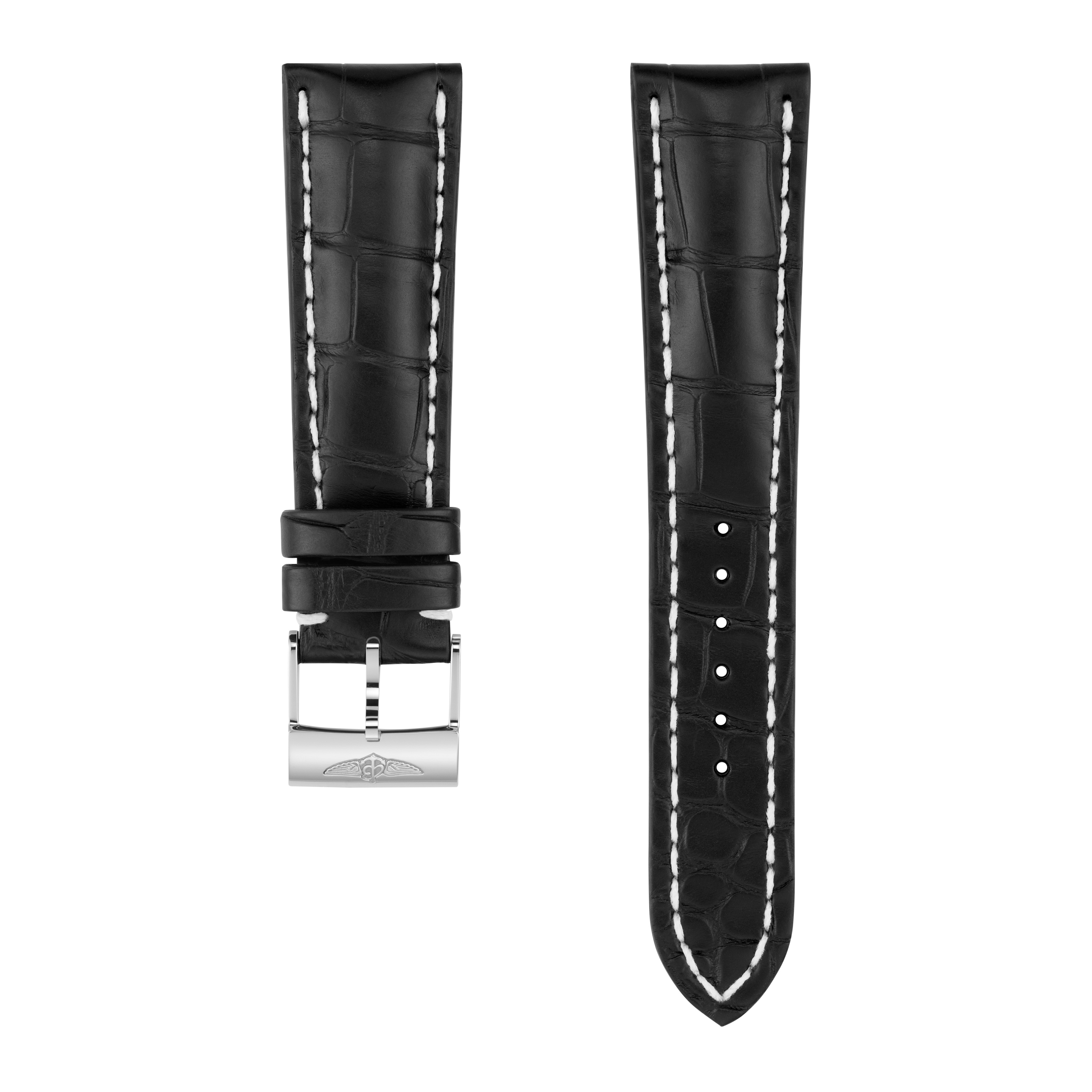 Black alligator leather strap - 24 mm 760P