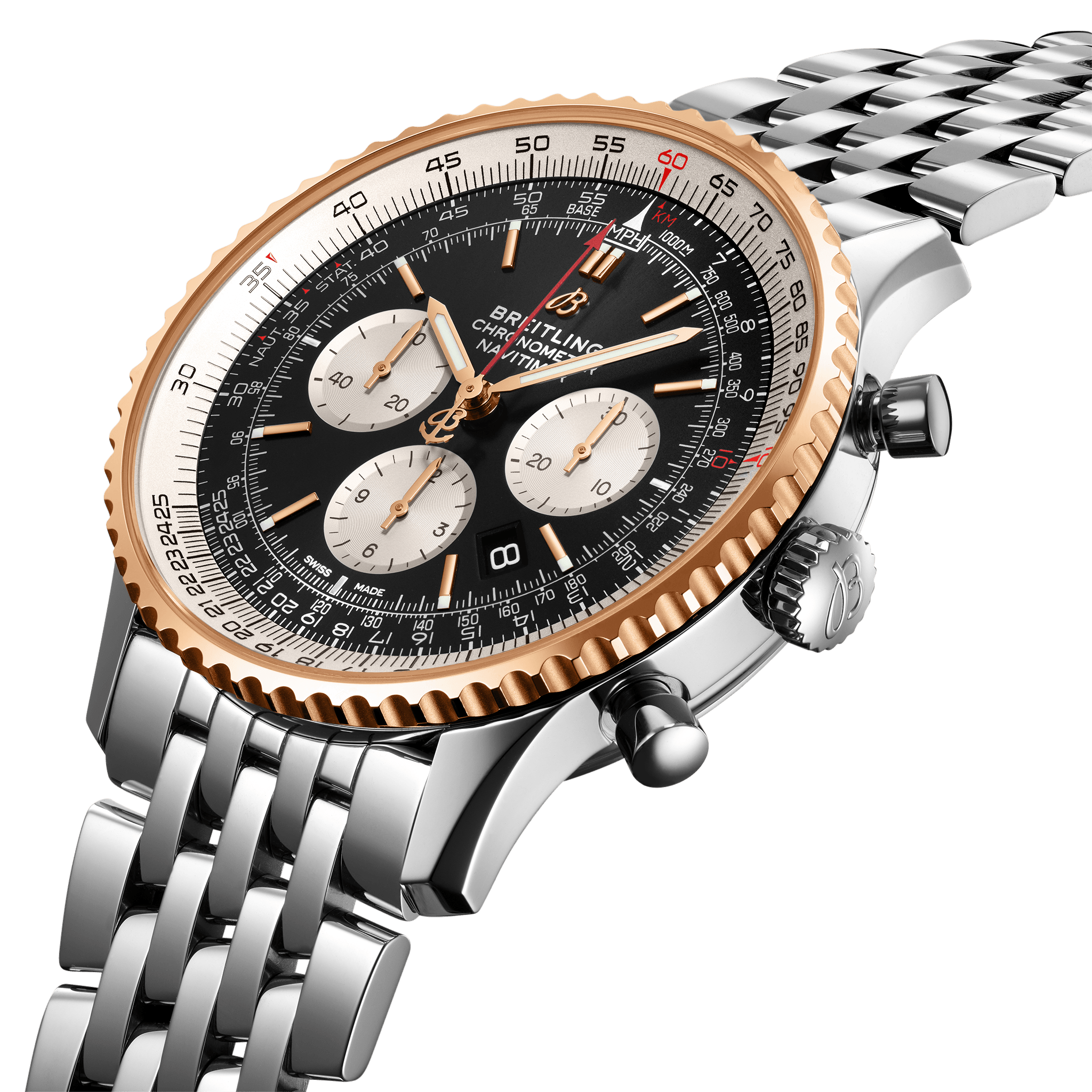 Navitimer B01 Chronograph 46 Stainless steel & 18k red gold - Black