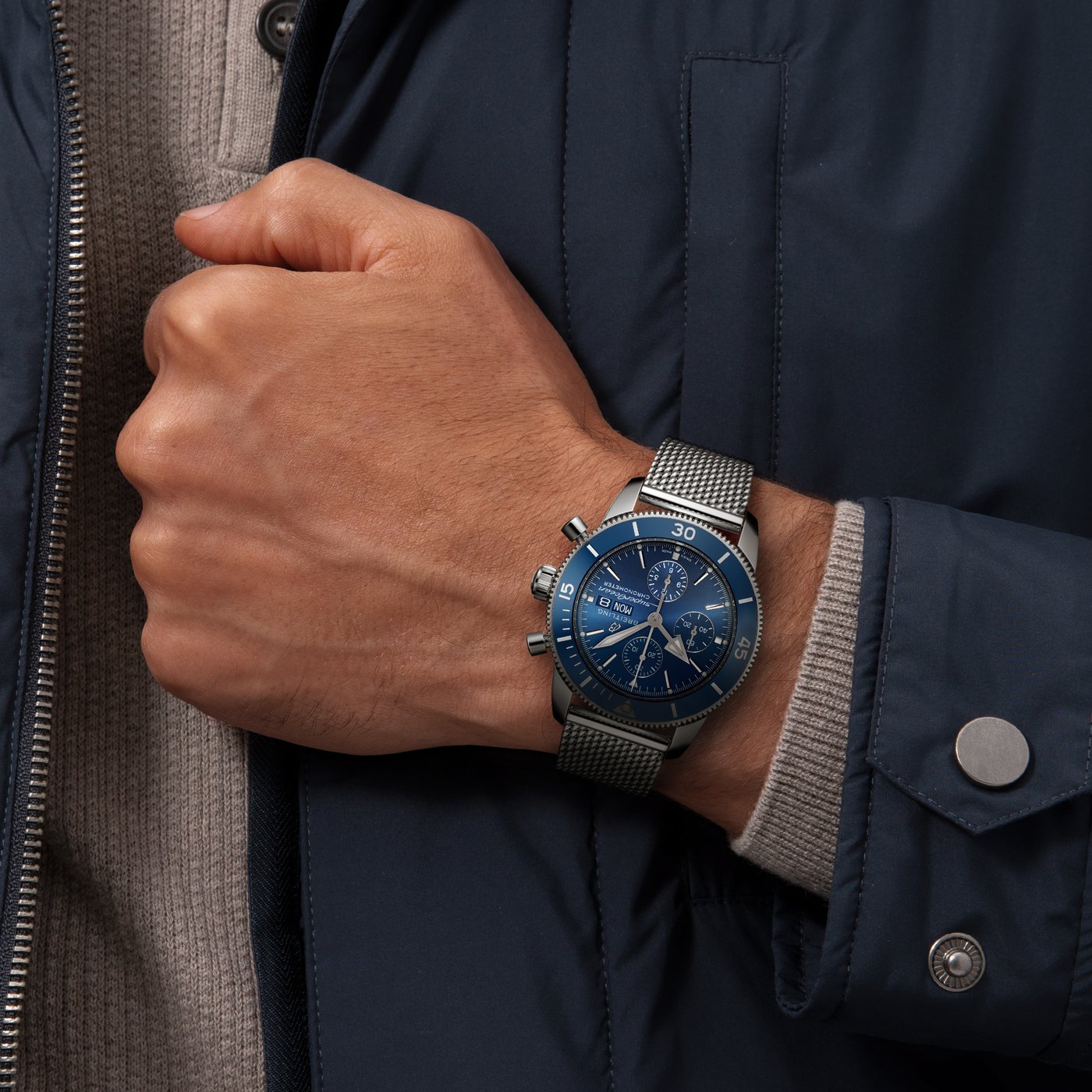 Superocean Heritage Chronograph 44 Stainless steel - Blue A13313161C1A1 ...