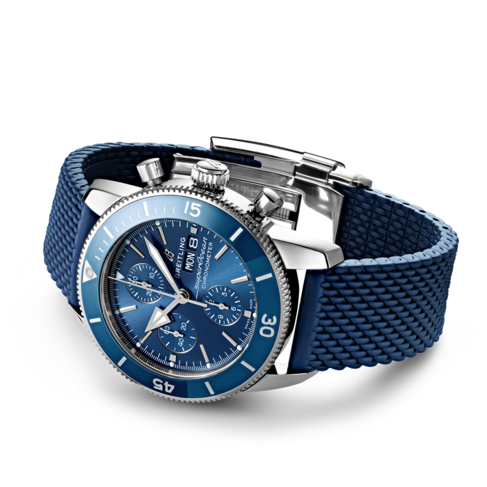 Men's Heritage Chronograph Leather Blue Dial Watch
