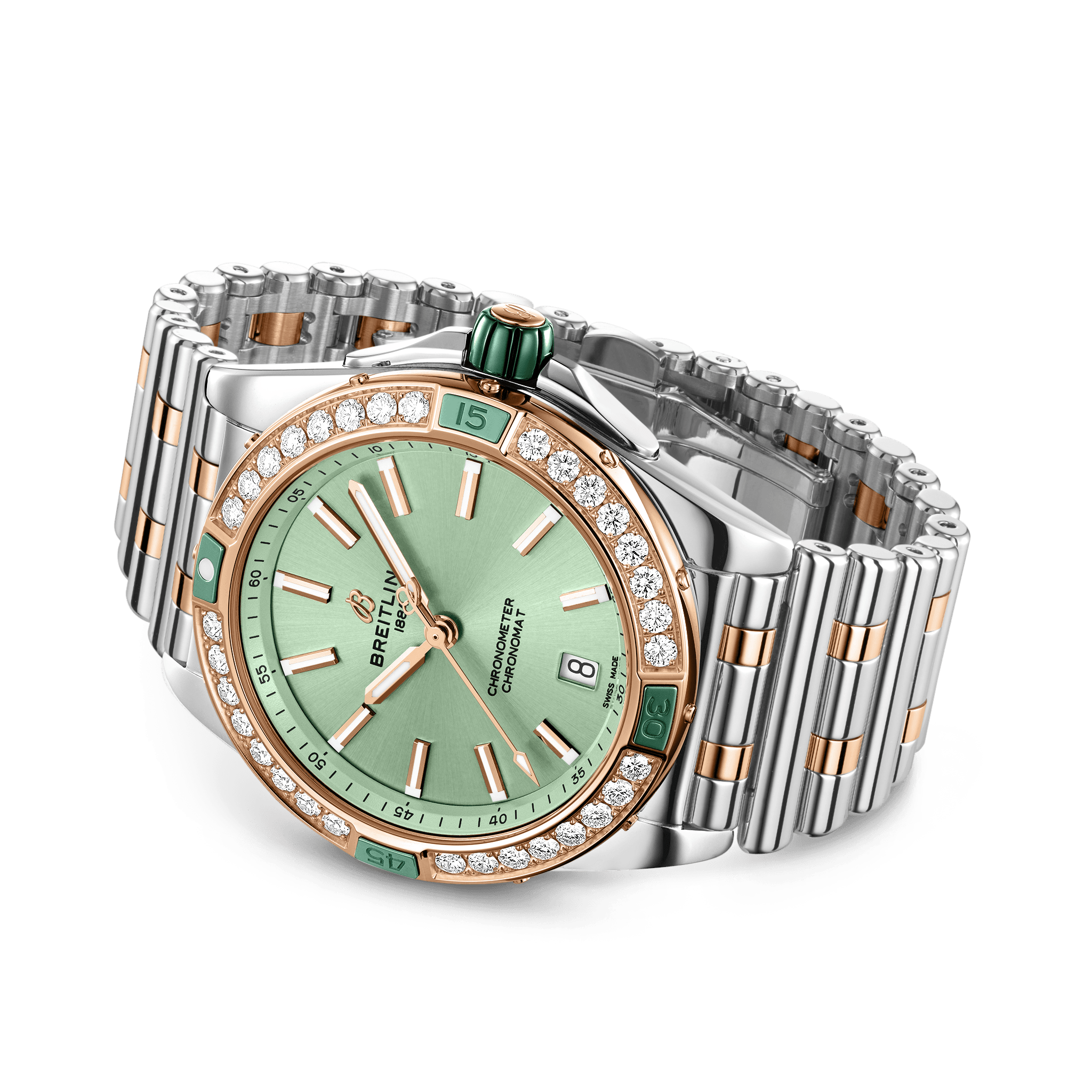 Super Chronomat Automatic 38 Stainless steel & 18k red gold - Green