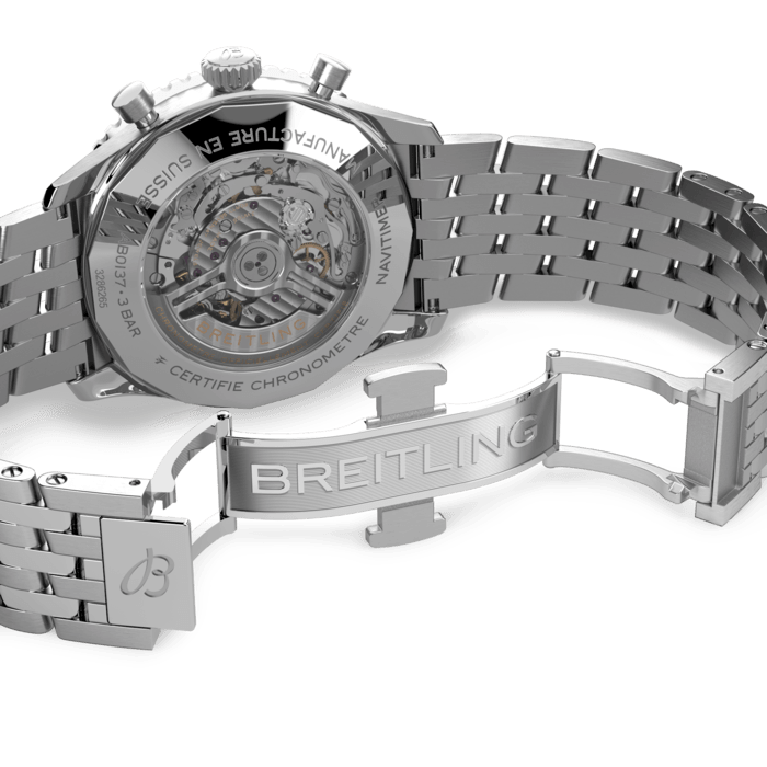 Breitling Navitimer B01 Chronograph 46 Black Dial Black Leather Strap Watch, AB0137211B1P1