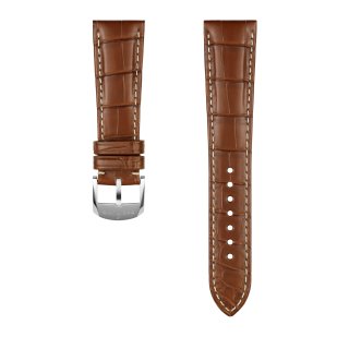 Bracelete em pele de crocodilo castanha camel - 22 mm