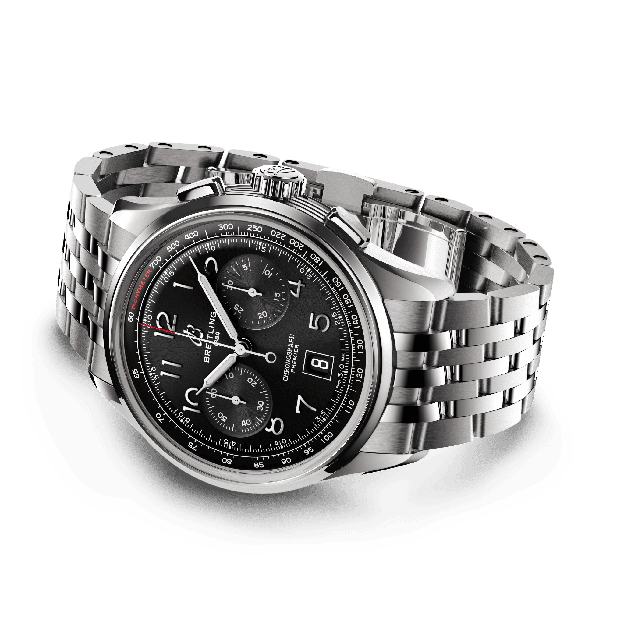 Premier B01 Chronograph 42 Stainless steel - Black AB0145221B1A1 ...