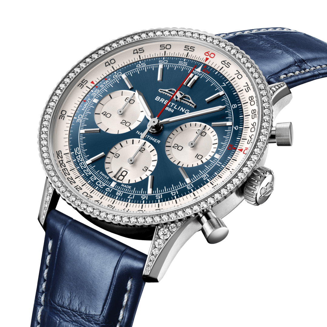 Navitimer B01 Chronograph 41 Stainless steel (gem-set) - Blue ...