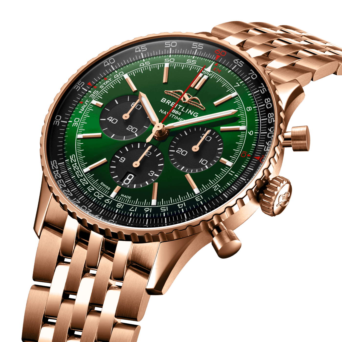 Navitimer B01 Chronograph 46 18k red gold - Green RB0137241L1R1