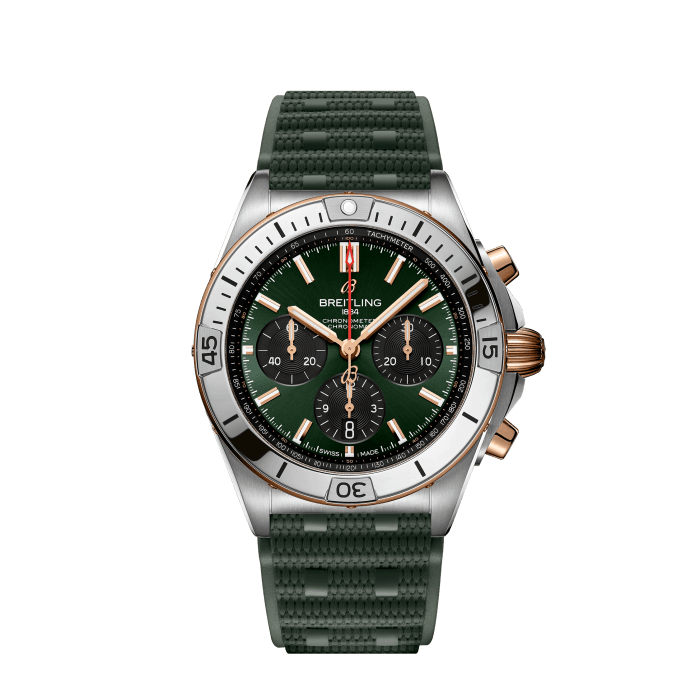 Chronomat B01 42, Stainless steel & 18k red gold - Green
Breitling’s all-purpose watch for your every pursuit.