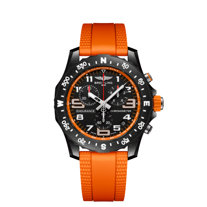 Endurance Pro 44, Breitlight® - Black
Designed to be both a lightweight timepiece for athletes and a casual, everyday sports chronograph, the Endurance Pro perfectly blends innovative technology with a vibrant design to produce the ultimate athleisure watch.