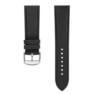 Anthracite military calfskin leather strap - 24 mm